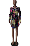 Casual Loose Graffiti Print Shirt Dress TRS1121
