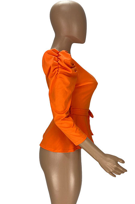 Inclined Shoulder Puff Sleeve Sexy Jacket YT3265