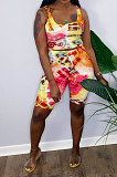 Sleeveless Casual Printing Tie Dye Vest Shorts Sets FM6201