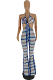 Women Fashion Sexy Plaid Sling Jumpsuits SQ951