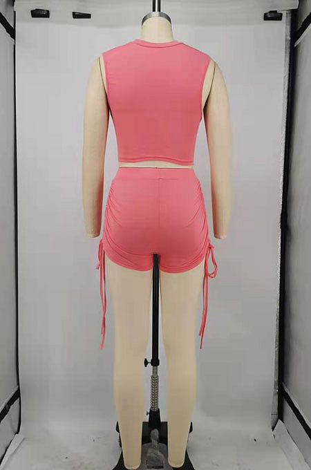 Trendy Pure Color T Shirts Shorts Sets X9295
