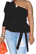 Inclined Shoulder Puff Sleeve Sexy Jacket YT3265