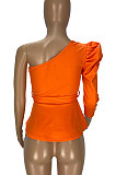 Inclined Shoulder Puff Sleeve Sexy Jacket YT3265