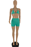 Fashion Pure Color Hang A Neck Bikini Two-Piece SQ941