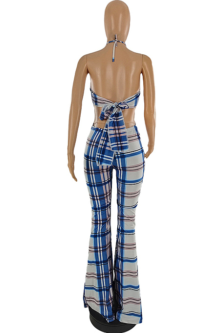 Women Fashion Sexy Plaid Sling Jumpsuits SQ951