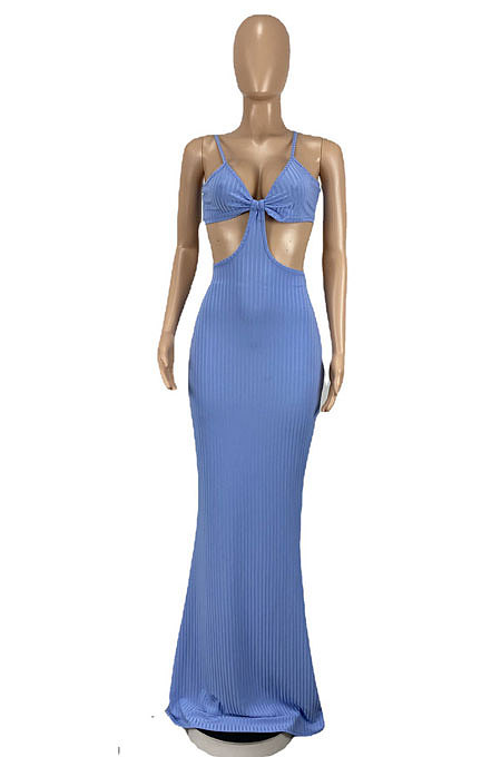 Gallus Dew Waist Pure Color Long Dress CY1315