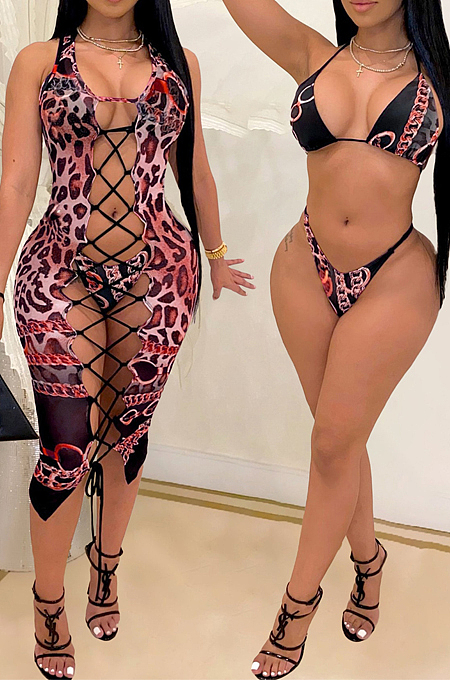 Sexy Bikini Leopard Print Print Three Piece SQ943