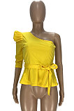Inclined Shoulder Puff Sleeve Sexy Jacket YT3265