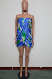 Fashion Sexy Print Boob Tube Top Mini Dress JH224