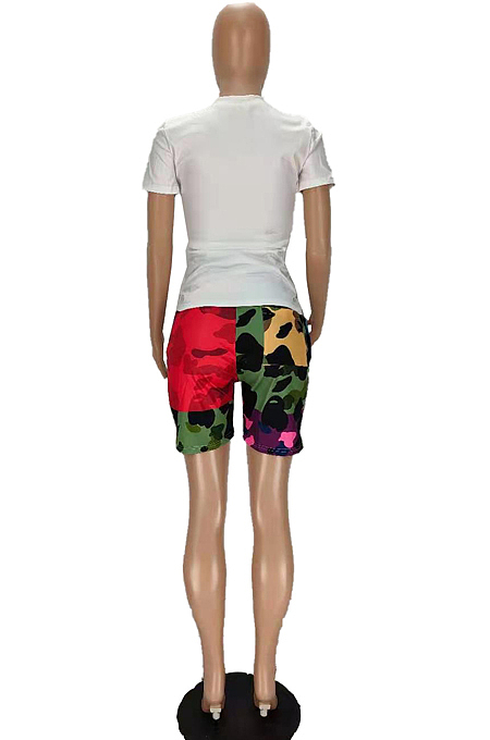 Camouflage Color Matching Cartoon Print The Pocket Two-Piece MN8345