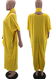 Fashion Pure Color Loose Casual Dresses Contain The Belt W8371