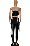 Contrast Color Ribbon Tassel Zipper Sling Suit MN8343