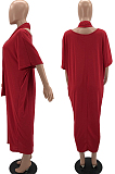 Fashion Pure Color Loose Casual Dresses Contain The Belt W8371
