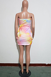 Fashion Sexy Print Boob Tube Top Mini Dress JH224