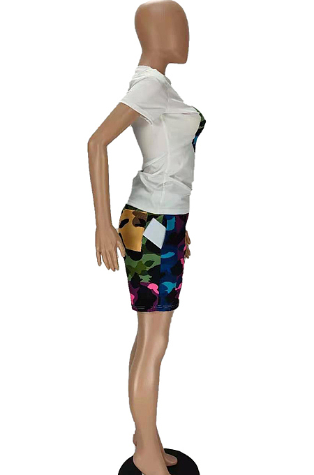 Camouflage Color Matching Cartoon Print The Pocket Two-Piece MN8345