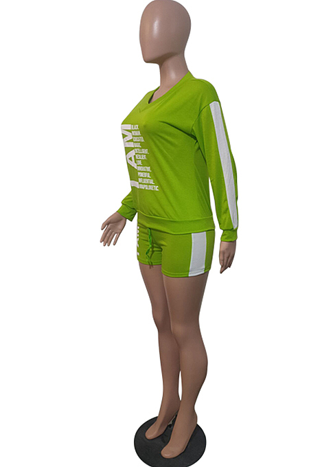 Casual Pure Color Letter Print Sport Suit T203