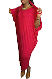 Fashion Pure Color Loose Casual Dresses Contain The Belt W8371