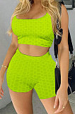 Super Elastic Pineapple Jacquard Cloth Yoga Sport Vest Shorts Sets QQM4262