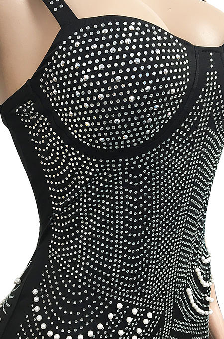 Sexy Chest Wrap Gallus Hot Drilling Club Mini Dress XZ5074