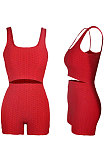 Super Elastic Pineapple Jacquard Cloth Yoga Sport Vest Shorts Sets QQM4262