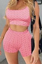 Super Elastic Pineapple Jacquard Cloth Yoga Sport Vest Shorts Sets QQM4262