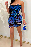 Sexy Trendy Off Shoulder Backless Printing Mini Dress SH7253