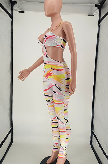 Fashion Womne Printing Backless Sexy Bodycon Jumpsuits NL6054