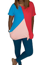 Fashion Pure Color Spliced Casual Three-Colour Dress R6219