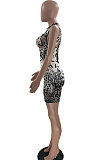 Club Sexy Tight Printing Positioning Burnt Flower Romper Shorts MF6613