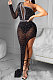 Women Sexy Club Net Yarn Irregular Long Dress XZ5028
