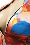 Trendy Coloured Drawing Printing Long Sleeve Casual Romper Shorts XZ5094