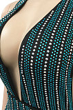 Fashion Sexy Dark V Sleeveless Hot Drilling Mini Dress XZ5081