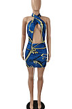 Sexy Fashion Club Backless Printing Mini Dress SH7250