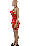 Sexy Fashion Club Backless Printing Mini Dress SH7250