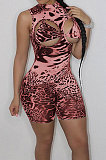 Club Sexy Tight Printing Positioning Burnt Flower Romper Shorts MF6613