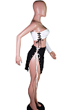 Sexy Fashion Tether Single Arm Sleeve Dew Waist Open Fork Dresses BS1259
