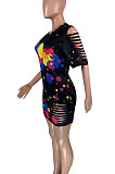 Sexy Printing Inkjet Hollow Out Mini Dress KKY8013