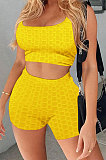 Super Elastic Pineapple Jacquard Cloth Yoga Sport Vest Shorts Sets QQM4262