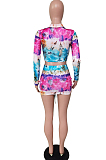 Sexy Fashion Drawsting Tie Dye Print Midi Dress BS1260 