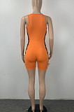 Fashion Cultivate One‘s Morality Side Bind Lashing Net Yarn Spliced Sleeveless Romper Shorts ML7435