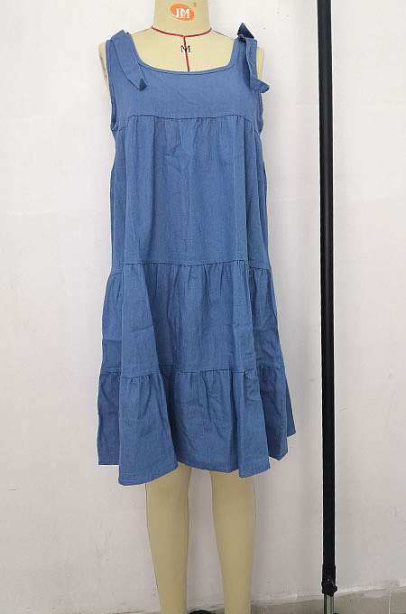 Women Cowboy Gallus Cake Midi Dress WE3064