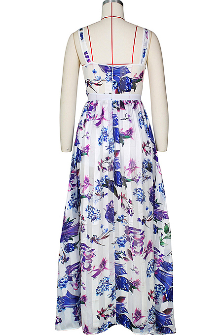 Fashion Bandeau Bra Sling Print Big Skirt Long Dress ZS094