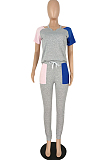 Summer High Elastic Peach Neck Spliced Two-Piece YYZ534