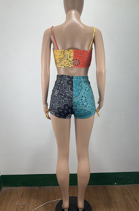 Sexy Vest Printing Bind Shorts Sets  AMM8335