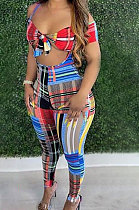 Fashion Womne Color Stripe Casual Overalls Two-Pieces OLY6045