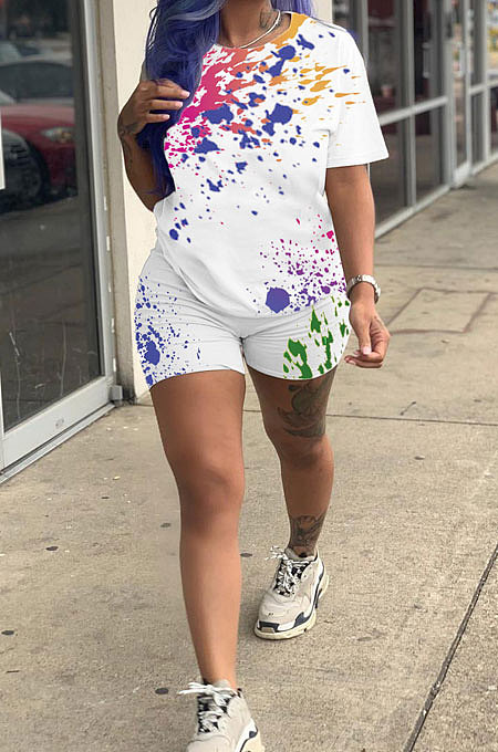 Color Inkjet Graffiti Digital Printing Shorts Sets NRS8041