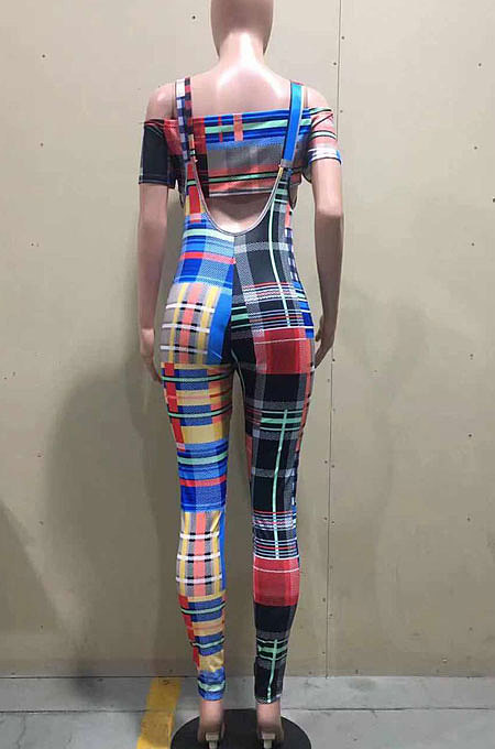 Fashion Womne Color Stripe Casual Overalls Two-Pieces OLY6045