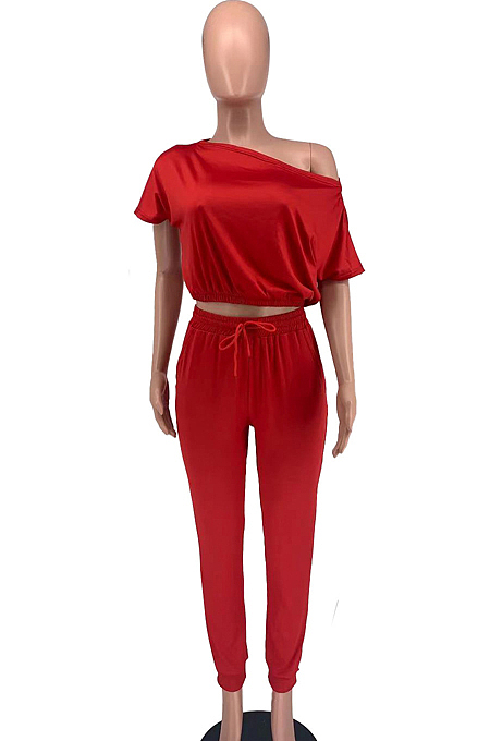 Inclined Shoulder With A Pocket Casual Two-Piece CCN1838
