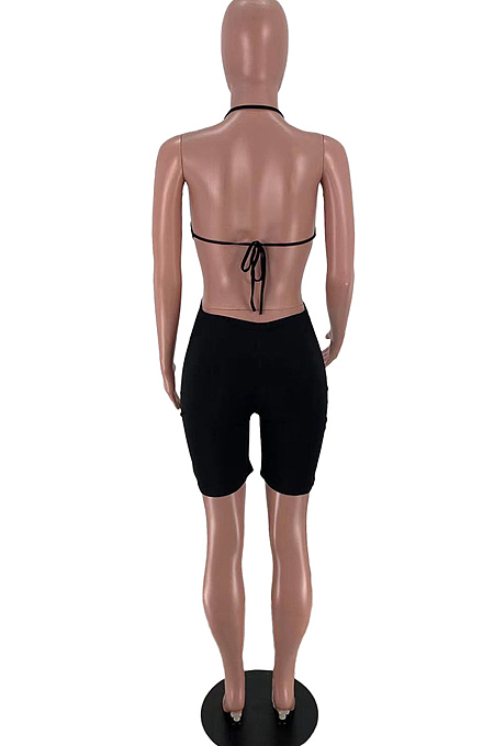 Summer Pure Color Bikini Hang A Neck Sexy Jumpsuit ARM8265