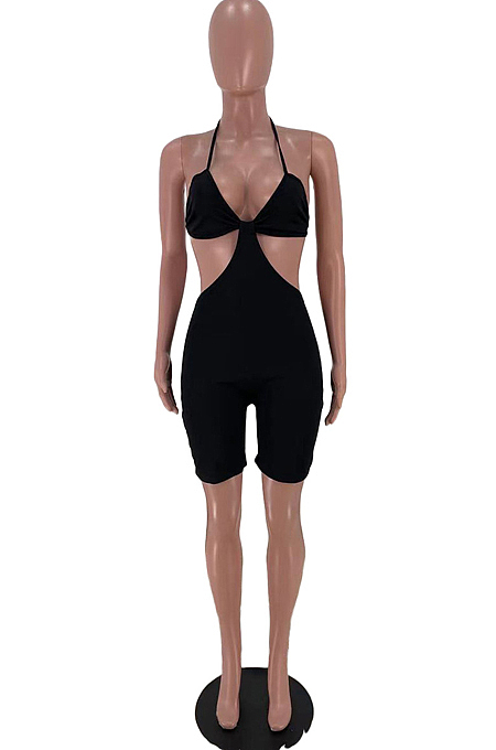 Summer Pure Color Bikini Hang A Neck Sexy Jumpsuit ARM8265